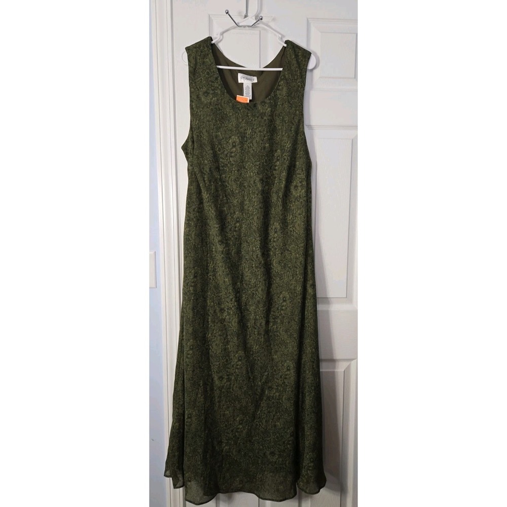 Studio I Sleeveless Womans New Maxi Dress Plus Size 24W Green Florial
